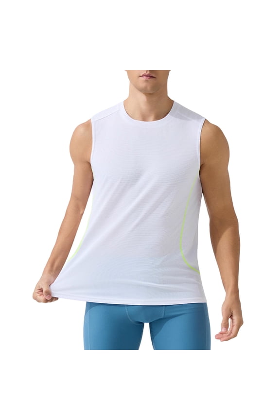 Tank Tops Men, Lightweight Sleeveless T-Shirt Solid Breathable Sports Training Vest for Running Workouts Gym Summer