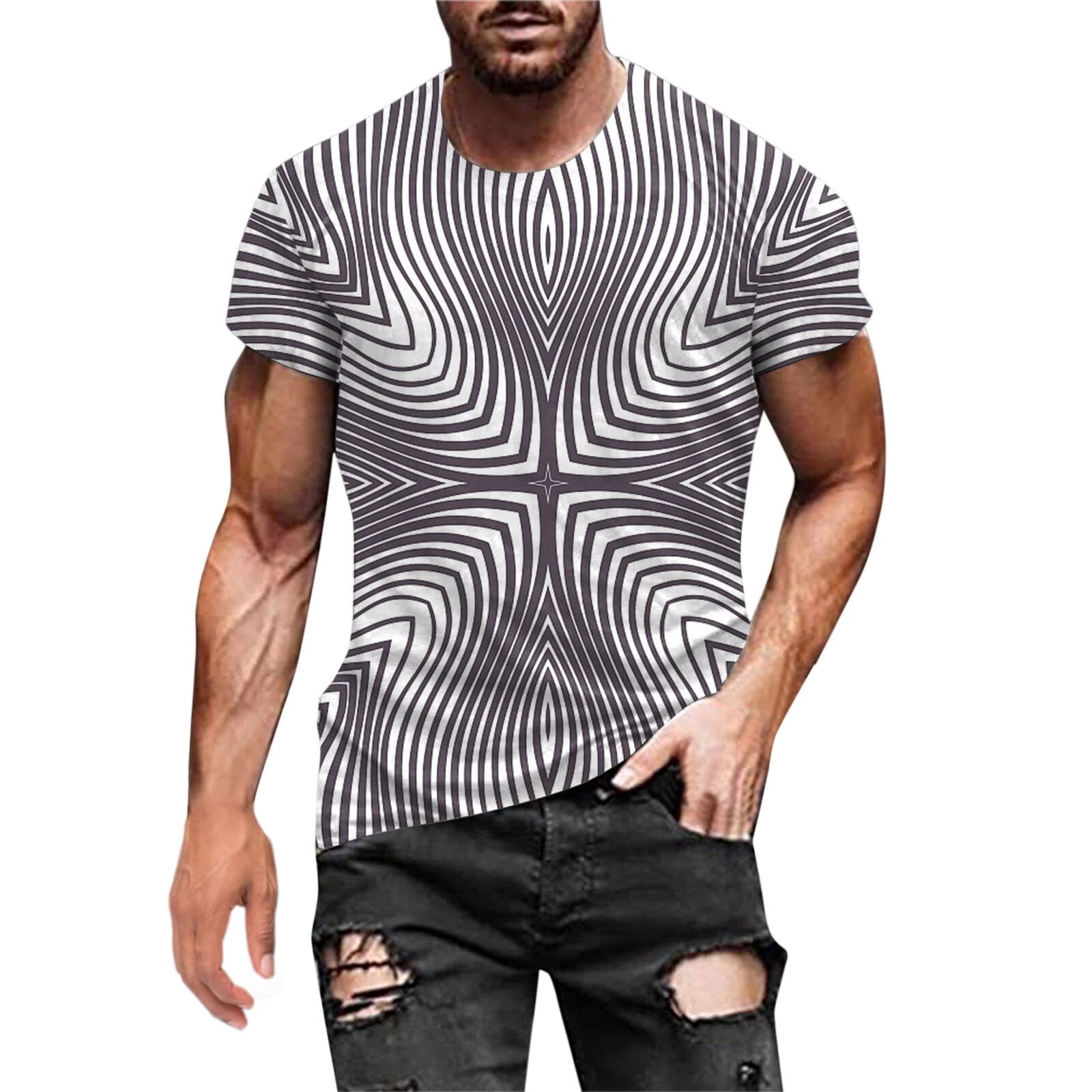 Oversized T Shirts for Men Men's Fashion Summer Neckline T-shirt Printing  Pattern Short Sleeve Oversized T Shirts for Men T Shirts for Men Pack  Shirts