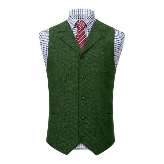 Tank Tops Men, Men's Herringbone Tweed Suit Vest Casual Wool Blend Waistcoat Western Classic Mens Vest