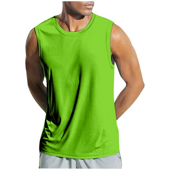 Tank Tops Men,Men's Summer Solid Color Vest Fashion Casual Vintage Wash Sleeveless T Shirt Vest Top,Mens Tank Top,Men's Tank Tops(Color:Green,Size:2XL)