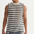 thumbnail image 1 of Tank Tops Men, Mens Crochet Sweater Vest Striped Knit Vest Sleeveless Crewneck Blouses Tops Hollow Out Tank Top, 1 of 9