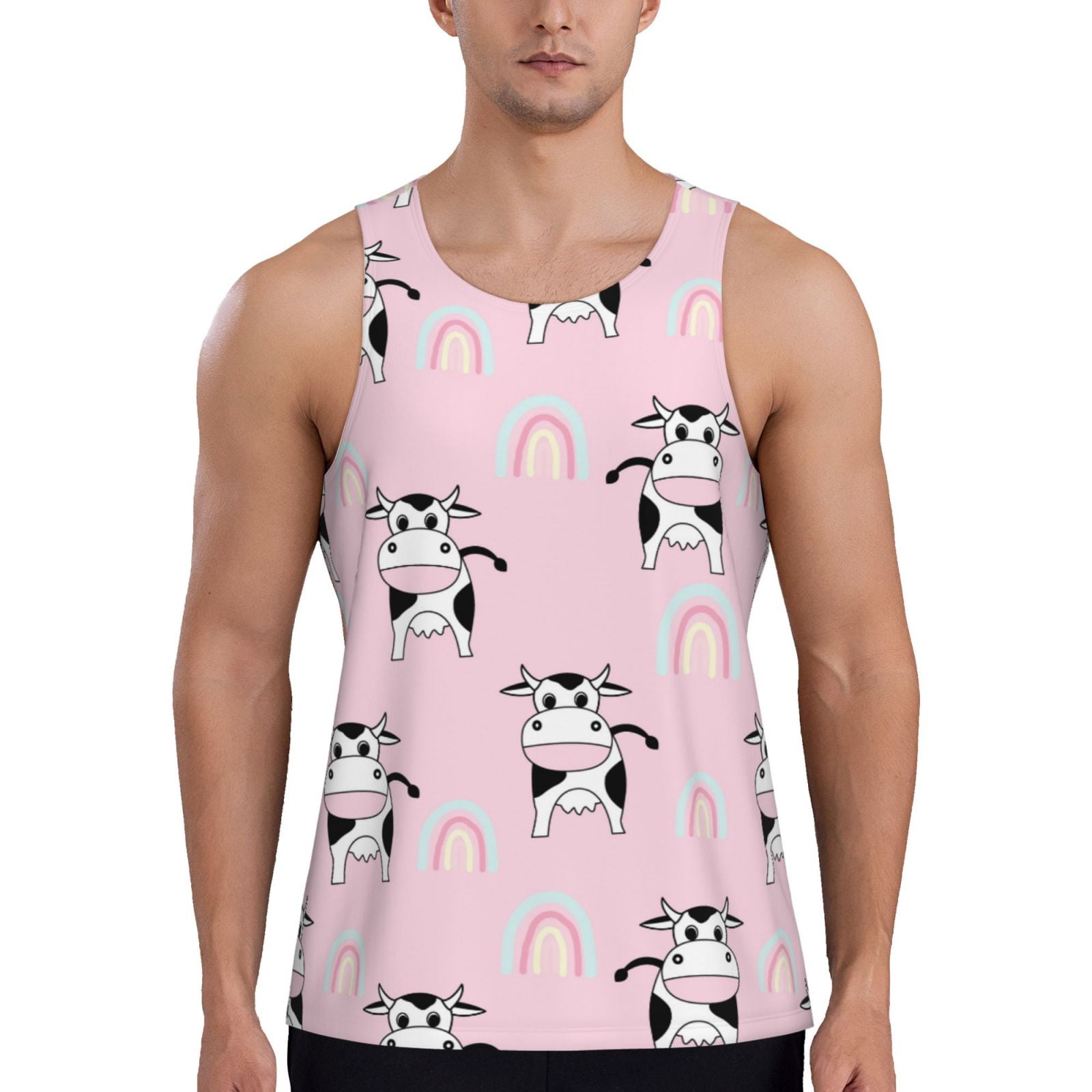 Men’s Sleeveless Cartoon Bird Printed Tank Top