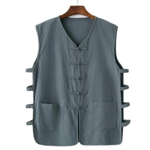 Tank Tops Men Qiggri Men's Fashion Comfy Button Solid Sleeveless V-Neck Regular Casual Tank Top Workout Tank Tops For Men