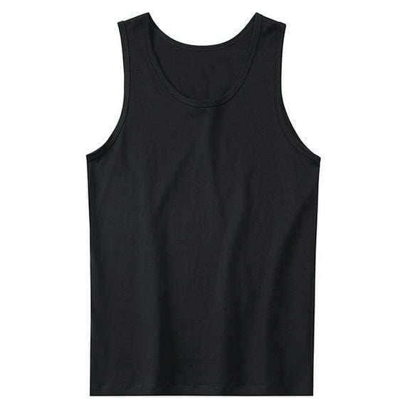 Tank Tops Men Qiggri Men's Fashion Comfy Solid Short Sleeve Round-Neck Regular Pullover Tank Top