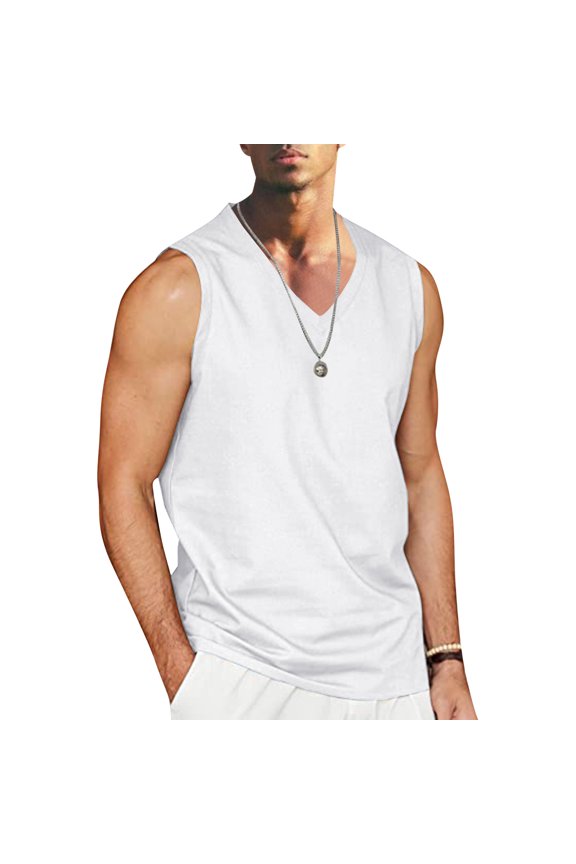 Tank Tops Men Qiggri Men's Workout Tank Tops Gym Sleeveless Shirts V-Neck Bodybuilding Muscle Tee Shirt Workout Tank Tops For Men