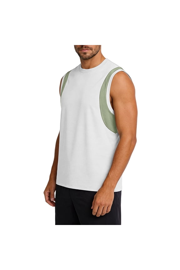 Tank Tops Men, Sleeveless Shirts for Men Plus Size Stretch Crewneck Workout Tank Tops Lightweight Casual Summer Muscle Shirt