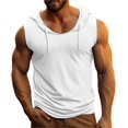 thumbnail image 1 of Tank Tops Men Slim-Fit Muscle Tees Hooded Gym Training Hoodies Bodybuilding Muscle Cut Off T Shirt Sleeveless Big and Tall Loose Fit Workout & Training Activewear,White,XXL, 1 of 5