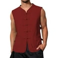 thumbnail image 1 of Tank Tops Men Solid Color Casual Sleeveless V Neck T Shirts Chinese Style Summer Everyday Wear Breathable Vests Red XXL, 1 of 6