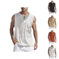 thumbnail image 1 of Tank Tops Men Summer Casual Cotton Linen Lightweight Breathable Lace Up Relaxed Fit Sleeveless Shirt Workout Tanks, 1 of 5