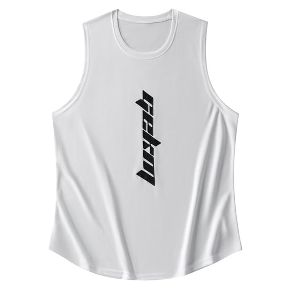 Tank Tops Men Summer Quick Dry Sleeveless Tee With "Gekm" Letter Print Casual Loose Fit Breathable Workout Vest For Gym Sports L White
