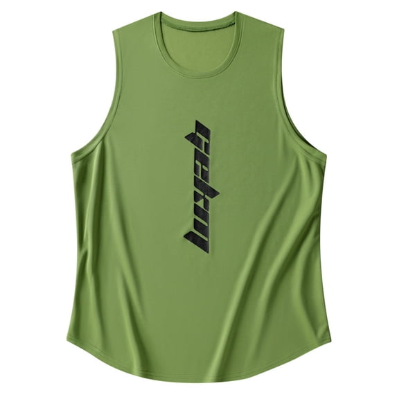 Tank Tops Men Summer Quick Dry Sleeveless Tee With "Gekm" Letter Print Casual Loose Fit Breathable Workout Vest For Gym Sports M Green