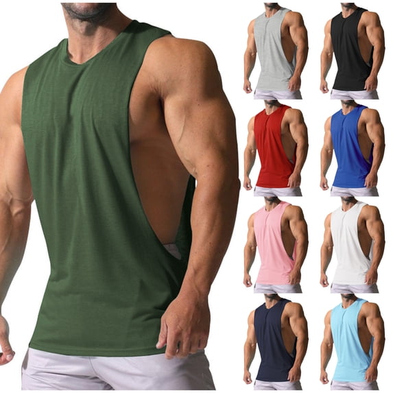 Tank Tops Mens Mens Cotton Tank Top Men Solid Color Summertime Casual Fitness Sleeveless Exercise Running Training Waistcoat Navy XXXL