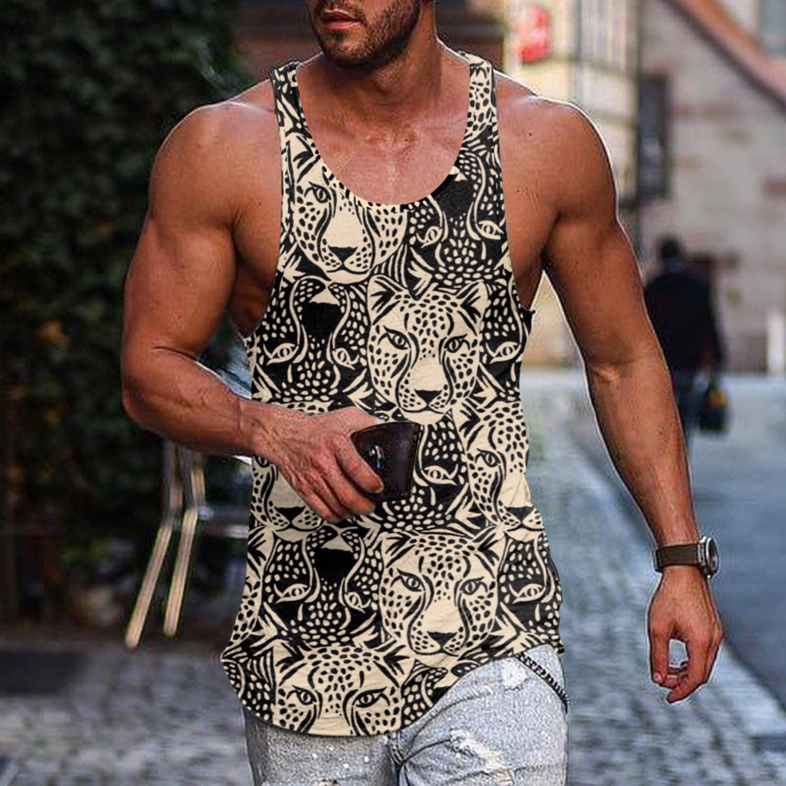 Tank Tops Mens Summer Surf Beach Tank Top Large Size Casual