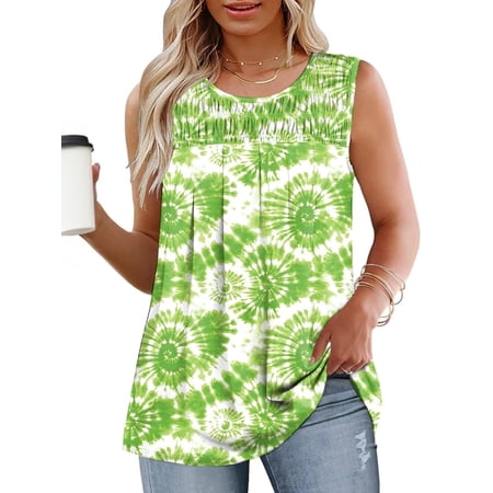 Tank Tops Plus Size Women's Cute Flowy Pleated Tees Chic Lightweight T-Shirts YH003 5XL
