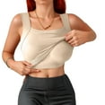 thumbnail image 1 of Tank Tops for Women 2025 Built In Bra U Neck Summer Breathable Compression Tank Top with Removable Pads Ribbed Thermal Shapewear Babydoll Travel Body Shaper Khaki S, 1 of 7