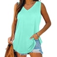 thumbnail image 1 of Tank Tops for Women 2025 Summer V Neck Sleeveless Basic Tanks Loose Fit Flowy Shirts Casual Vacation Beach Blouses, Limited Time Offer, Under 10 Dollars, 1 of 6