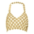 thumbnail image 1 of Tank Tops Women Acrylic Shiny Sequined Hollow Halter Top Comfortable Womens Cami Gold One Size, 1 of 4