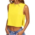 thumbnail image 1 of Tank Tops for Women BWASD Cotton Loose Casual Summer Side Tie Cropped Tank Tops Oversized Sleeveless Basic Tees Shirts Trendy 2026 Out Out Sport Loungewear (Yellow S), 1 of 9