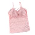 thumbnail image 1 of Tank Tops for Women,Fashion Sleeveless Floral Lace Padded Bralette Camisole Top with Spaghetti Straps for Elegant Layering,Camisole Tops for Women,Pink,One Size, 1 of 3