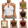 thumbnail image 1 of Tank Tops For Women Party Camisole Backless Slim Fit Summer Tops Halter Neck Sleeveless Solid Color Clothes Casual Classic Beach Everyday Wear,White,S, 1 of 5