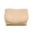 thumbnail image 1 of Xijirk Tank Tops Plus Size Double Layer Strapless Bandeau Top with Removable Padded Comfort Stretch Bra for Support 3PCS Camisole Tops for Women,Beige,4XL, 1 of 2