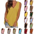 thumbnail image 1 of Tank Tops for Women Plus Size Summmer Sleeveless Tops Shirt Women's Casual Solid V-Neck Gradient Sleeveness Loose Blouses Summmer Shirts for Women S-5XL, 1 of 4