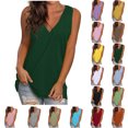 thumbnail image 1 of Tank Tops for Women Plus Size Summmer Sleeveless Tops Shirt Women's Casual Solid V-Neck Gradient Sleeveness Loose Blouses Summmer Shirts for Women S-5XL, 1 of 4
