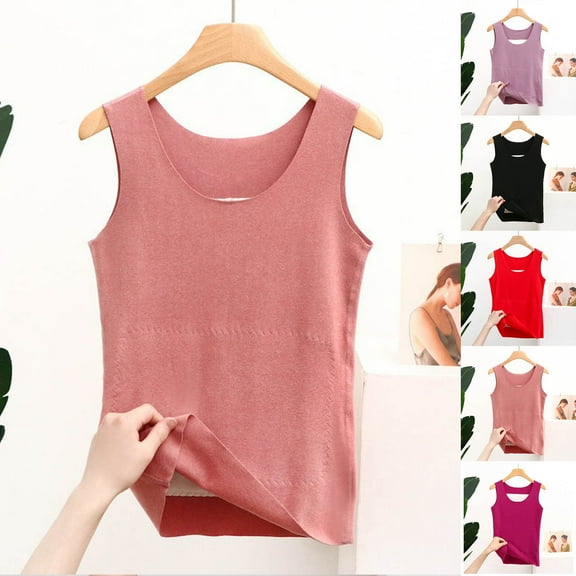 Tank Tops for Women Plus Size Summmer Sleeveless Tops Shirt Women's Fashionable Casual Solid Color Slim Suspender Round Neck Top Sleeveless Tops for Women L-4XL