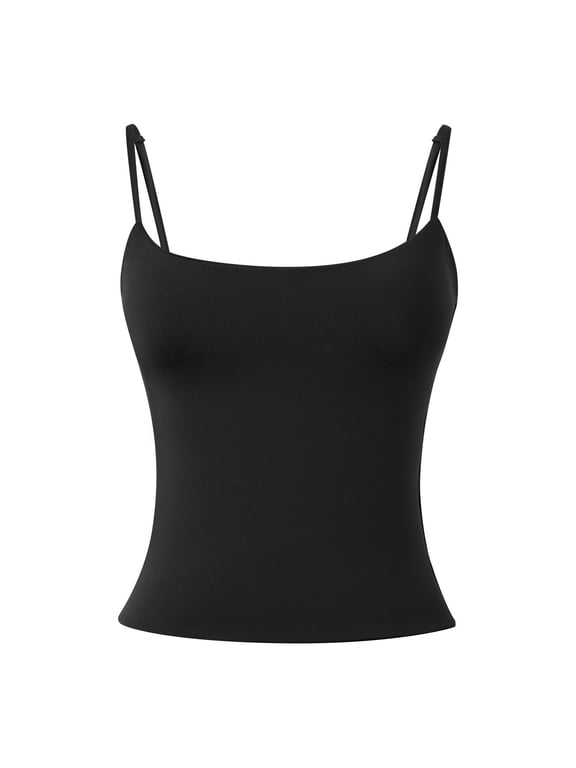 Tank Tops Women Removable Padding Adjustable Strap Camisole Breathable Womens Camisole Black S