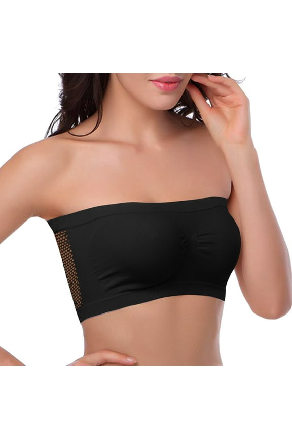 Tank Tops for Women,Seamless Convertible Bralette Tube Top Wire-Free Strapless Non Padded Bandeau Bra Basic Layering Apparel,Camisole Tops for Women,Black,M
