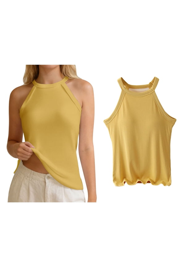 Tank Tops Women Sleeveless Halter Camisole with Built in Bra Fitted Workout Tops Athletic Tank Tops for Women