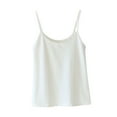 thumbnail image 1 of Tank Tops for Women Sleeveless Pajama T-Shirt Fashion Women Solid Color Round Neck with Chest Cushion Thin Sleeveless for Outerwear Short Nightgown White M, 1 of 5
