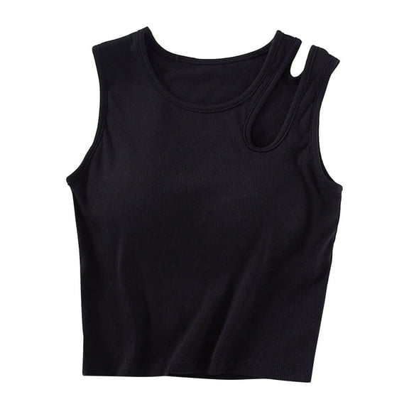 Tank Tops for Women,Slim Fit Built-In Bra Tube Top High Waist Special Design Shoulder Strap Camisole Seamless Comfortable Innerwear,Camisole Tops for Women,Black,M