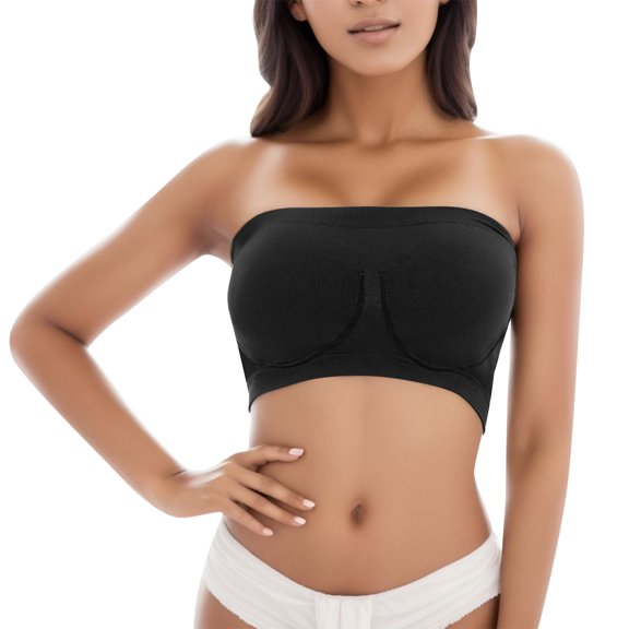 Xijirk Tank Tops Strapless Padded Fitness Top Supportive Stretchy Yoga Sports Bandeau Bra Comfortable Workout Wear Camisole Tops for Women,Black,M