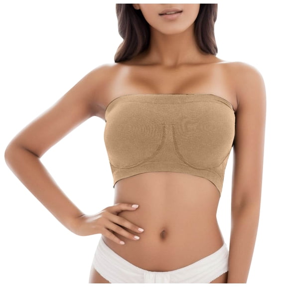 Tank Tops for Women,Strapless Padded Fitness Top for Women Supportive Stretchy Yoga Sports Bandeau Bra Comfort Activewear,Camisole Tops for Women,Khaki,5XL