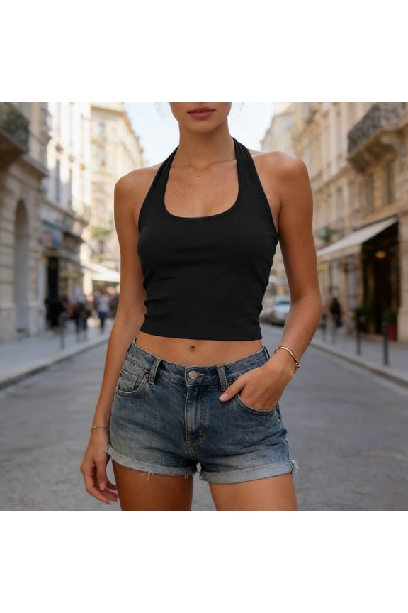 Tank Tops Women Women's Built In Bra Backless Slim Fit Camisole Tank Womens Camisole Black One Size