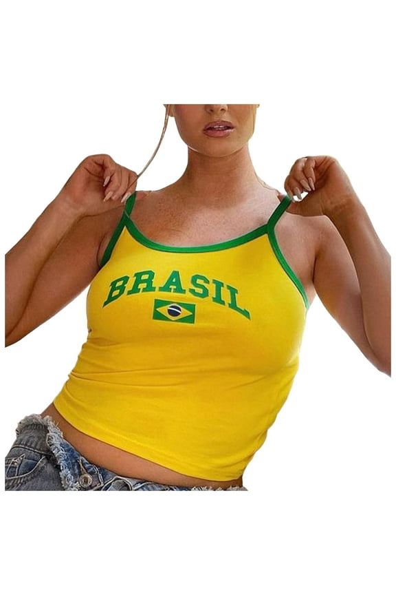 Tank Tops Y2k Brazil Brazil Shirt Y2k Top Mexico Crop Summer Going Out Tops,D,L
