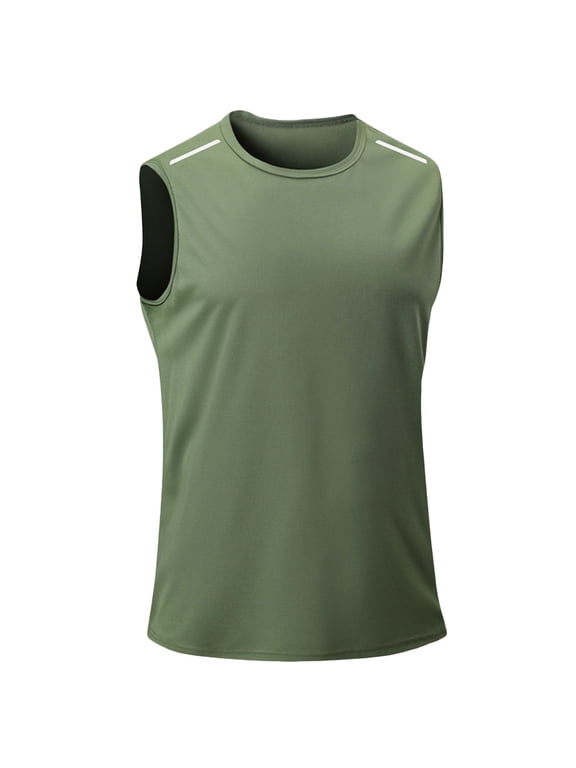 Tank Tops for Men Mesh Quick Dry Summer, Breathable Sleeveless Undershirt for Workout Muscle Gym Athletic, Green 3XL