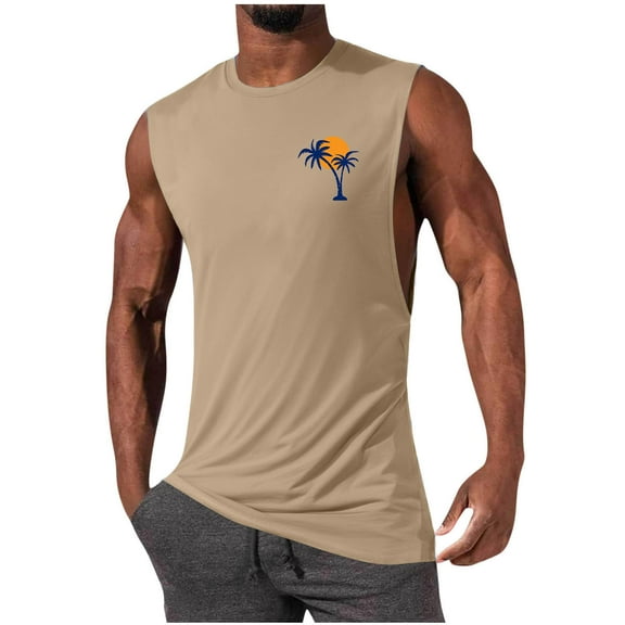 Tank Tops for Men Sleeveless Print Graphic Cotton Tee Workout Athletic Slim Fit Beach Shirts