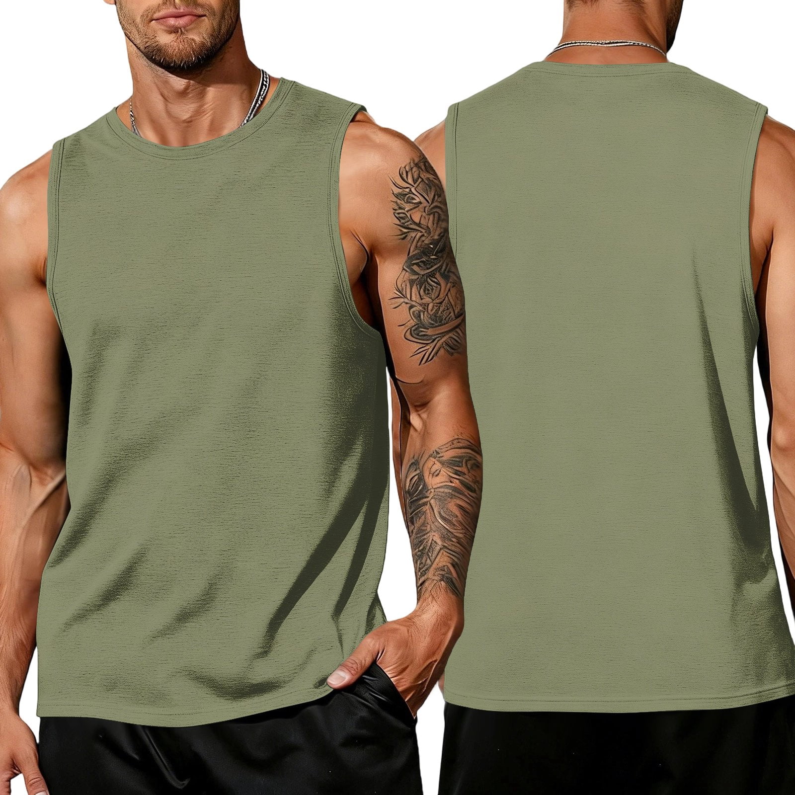 Tank Tops for Men Sleeveless Solid Color Muscle Shirts Casual Loose ...