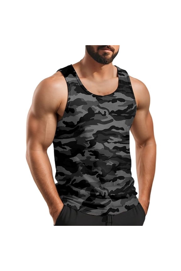 Tank Tops for Men Slim Fit Comfortable Athletic Workout Tees Relaxed Soft Summer Daily Wear Camouflage Size S