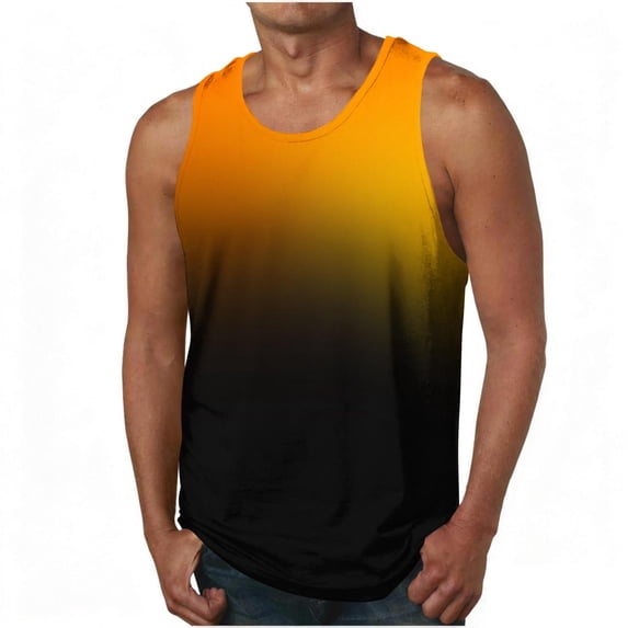 Tank Tops for Men Summer Sleeveless Gradient Muscle Basic T Shirts Workout Gym Bodybuilding Undershirts
