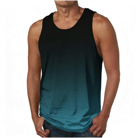 Tank Tops for Men Summer Sleeveless Gradient Muscle Basic T Shirts Workout Gym Bodybuilding Undershirts