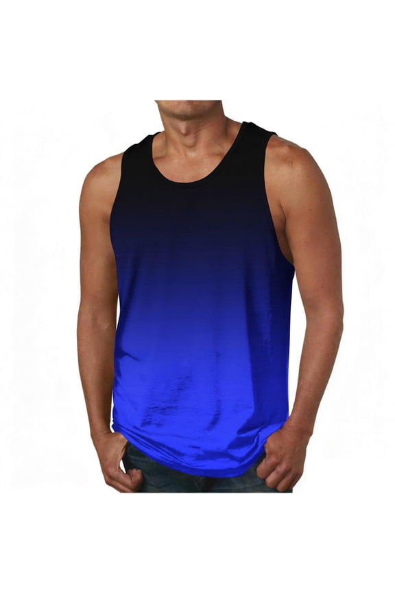 Tank Tops for Men Summer Sleeveless Gradient Muscle Basic T Shirts Workout Gym Bodybuilding Undershirts