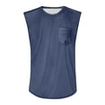thumbnail image 1 of Tank Tops for Men Sleeveless Crew Neck with Chest Pocket Dropped Armhole Summer Casual Loose Fit Shirts Navy M, 1 of 4