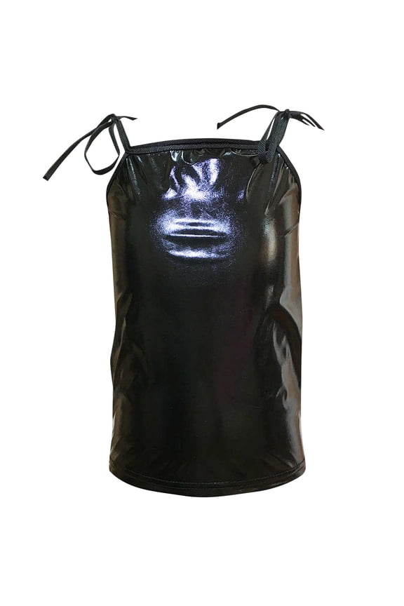 Tank Tops for Teen Girls Size 4-14 Sparkly Spaghetti Strap Cami Top Kids Trendy Shiny Solid Color Dance Performance Tees Shirts
