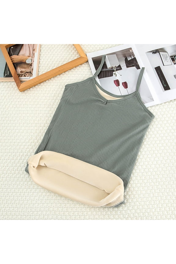 Tank Tops for Teens Girls 10-18 Years Kids Sleeveless Spaghetti Strap Fleece Lined Camisoles Juniors V Neck Thermal Solid Undershirts Vest