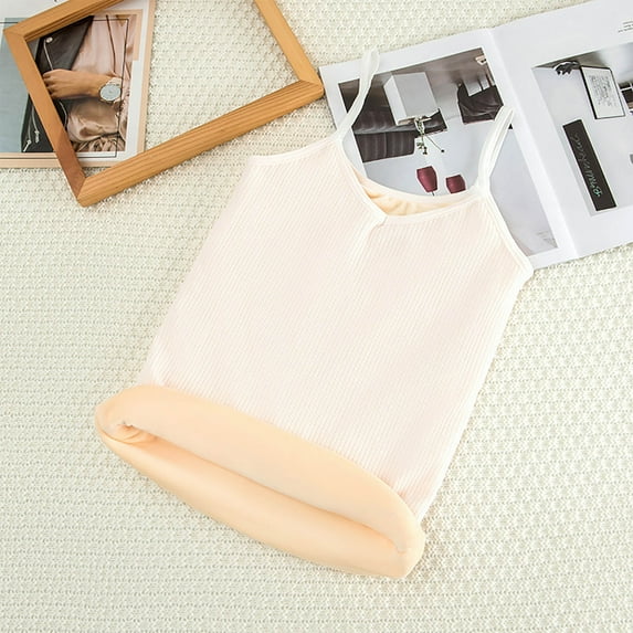 Tank Tops for Teens Girls 10-18 Years Kids Sleeveless Spaghetti Strap Fleece Lined Camisoles Juniors V Neck Thermal Solid Undershirts Vest