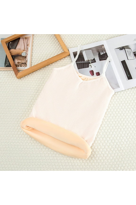 Tank Tops for Teens Girls 10-18 Years Kids Sleeveless Spaghetti Strap Fleece Lined Camisoles Juniors V Neck Thermal Solid Undershirts Vest