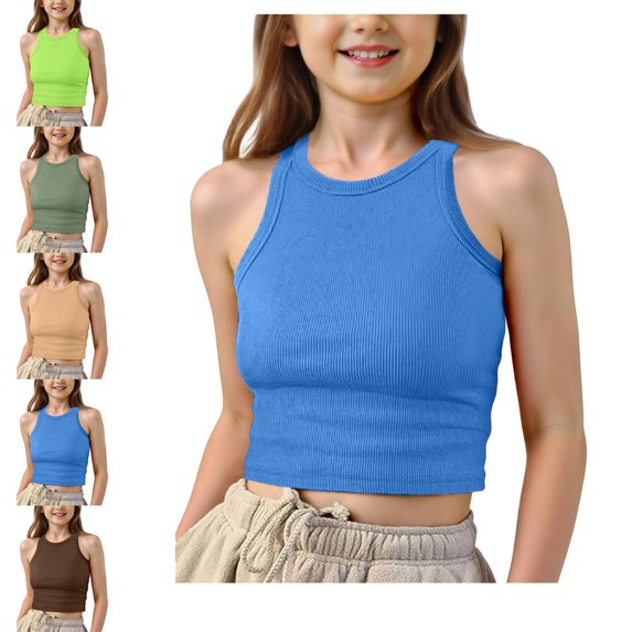 Tank Tops for Tween Girls Sleeveless Crop Tank Top Undershirts for Girls Ribbed Tops for Girls 11-13 Years